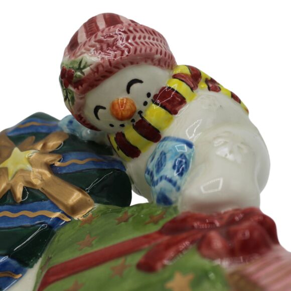 Vintage Fitz and Floyd Holiday Snowman Frosty Folks Serving Candy Dish 11” - Picture 5 of 8